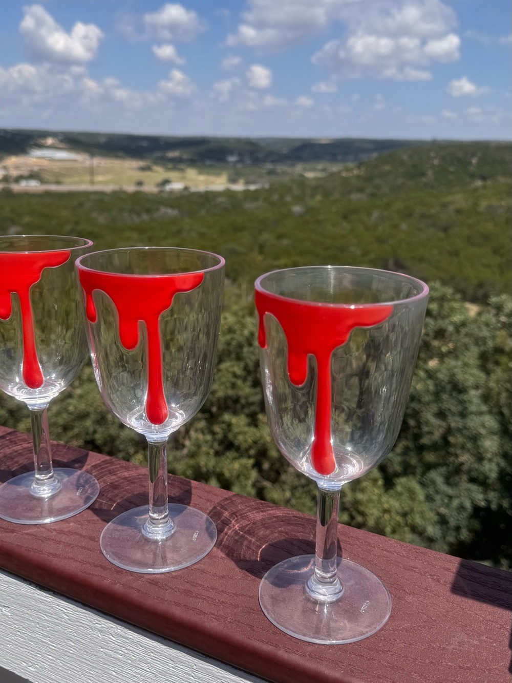Halloween Plastic Red Drip Stem Wine Glasses